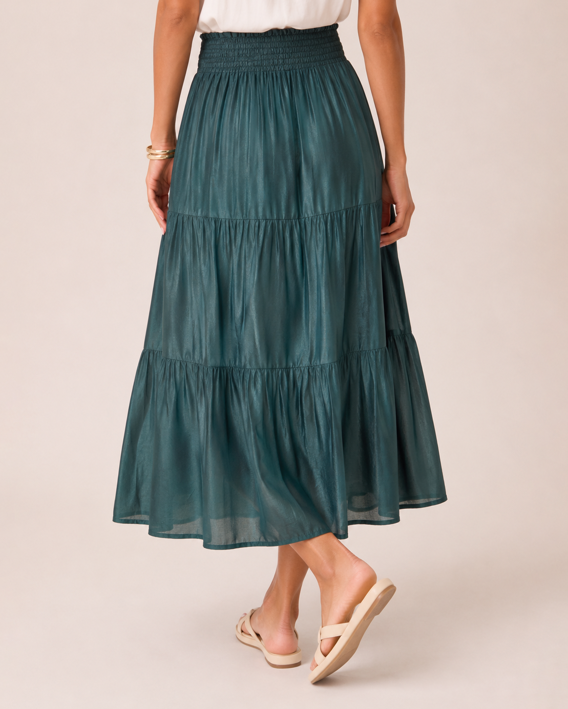 Weekend Escape Tiered Maxi Skirt in Ivy