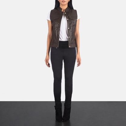 Rayne Moto Brown Leather Vest