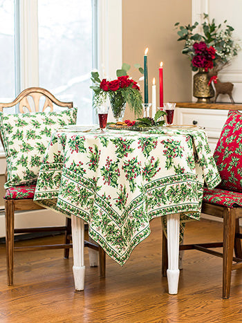 April Cornell - Holly Tablecloth Ecru