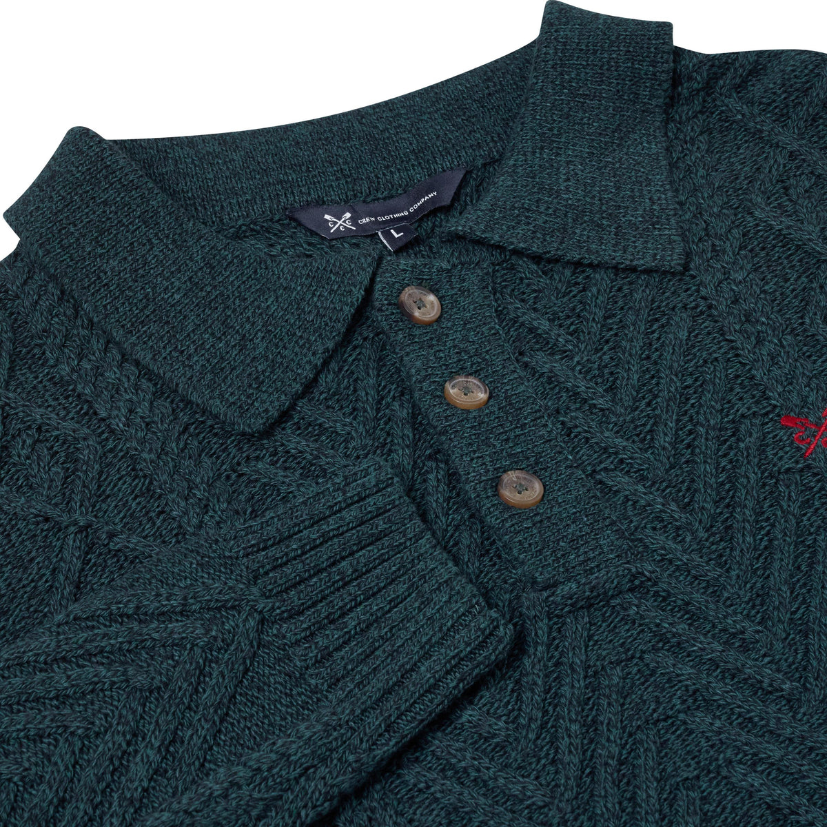 Crew Clothing Company Cable Knit Button Neck Jumper