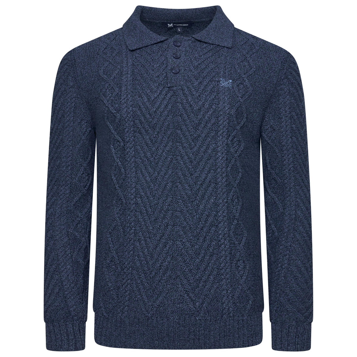 Crew Clothing Company Cable Knit Button Neck Jumper