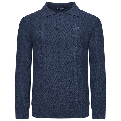 Crew Clothing Company Cable Knit Button Neck Jumper