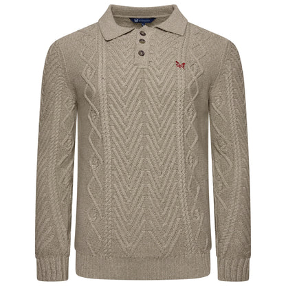 Crew Clothing Company Cable Knit Button Neck Jumper