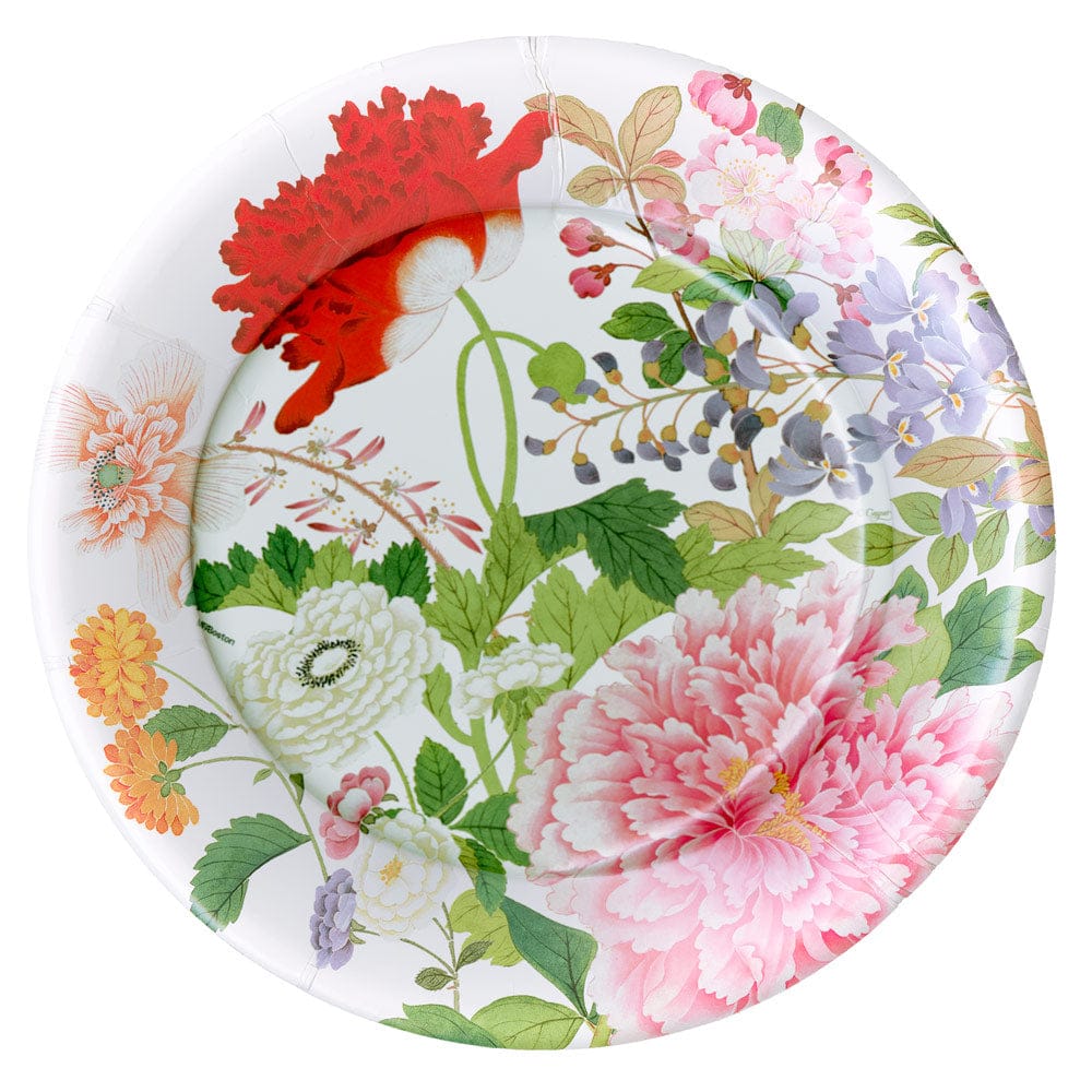 A Profusion of Flowers on White - Caspari Dinner Plates