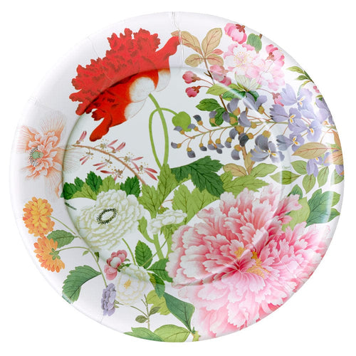 A Profusion of Flowers on White - Caspari Dinner Plates