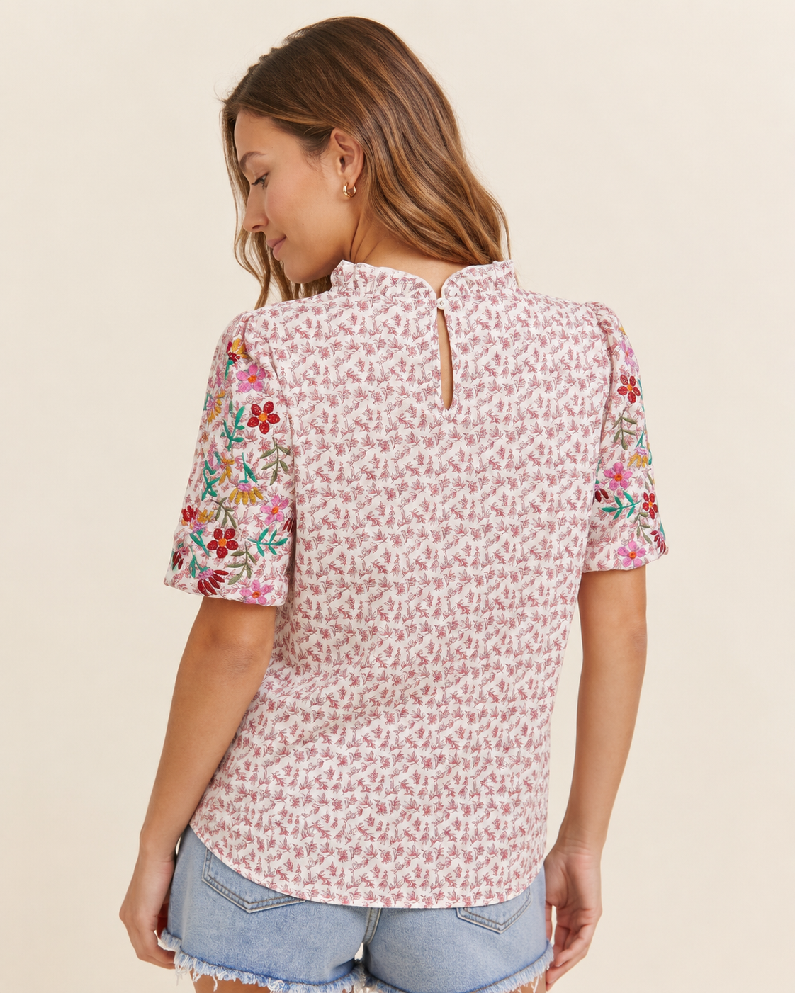 Casual Charm Short-Sleeve Patchwork Top
