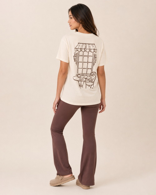 Corner Cafe Back Graphic Tee in Cream
