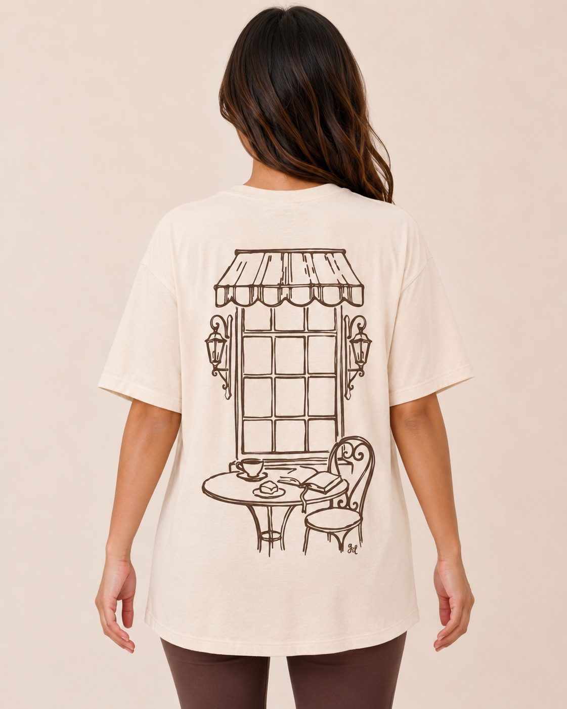 Corner Cafe Back Graphic Tee in Cream