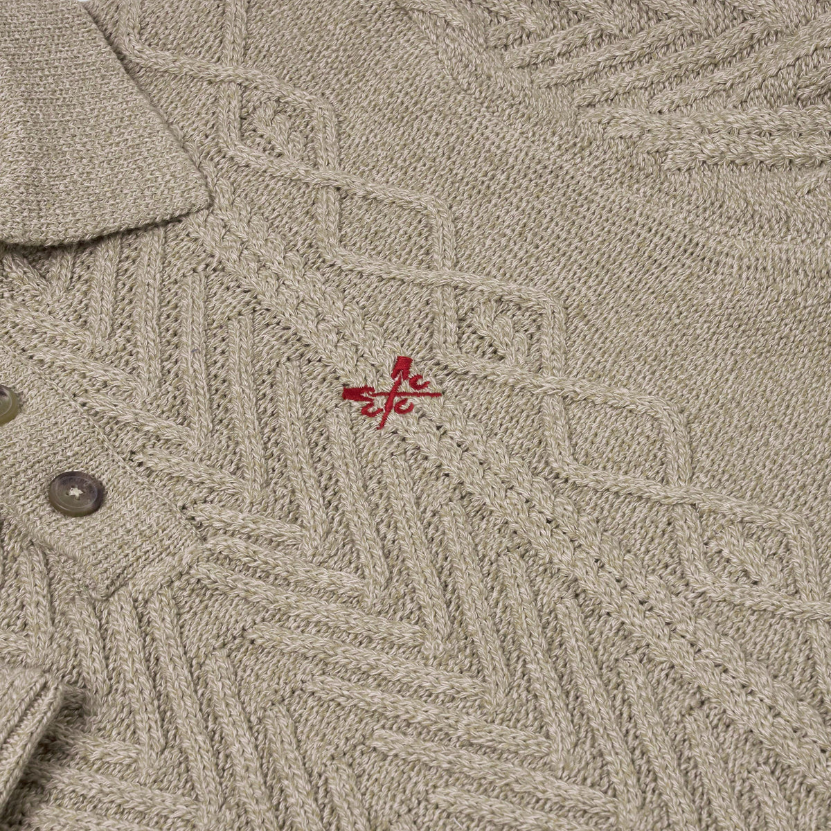 Crew Clothing Company Cable Knit Button Neck Jumper