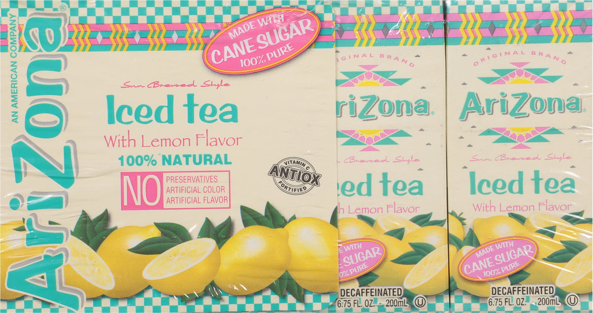 AriZona Decaffeinated Iced Tea with Lemon Flavor 8 - 6.75 fl oz Boxes - 4 Pack (32 Total)