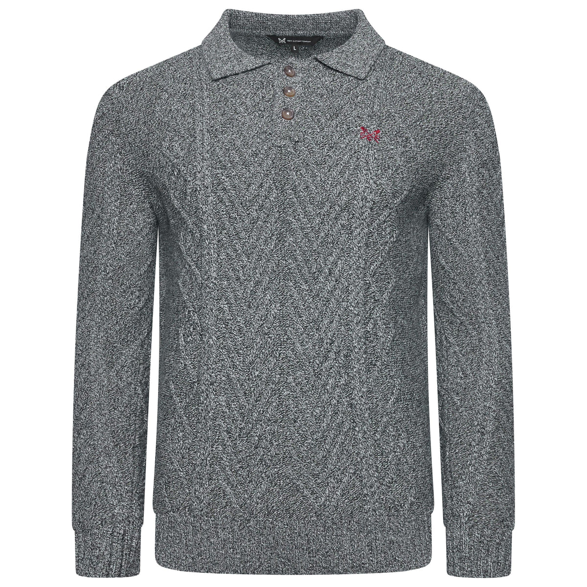 Crew Clothing Company Cable Knit Button Neck Jumper