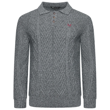Crew Clothing Company Cable Knit Button Neck Jumper
