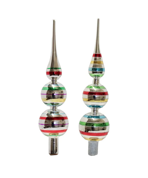 13" Un-Lit Early Years Glass Finial Treetops, 2 Assorted