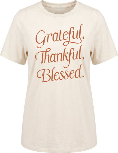 Grateful, Thankful, Blessed Graphic Tee in Cream