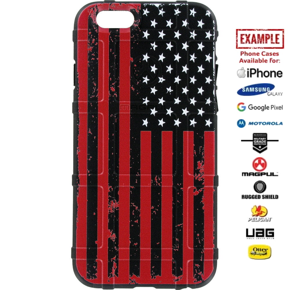 US American Flag Red Print on Black Custom Printed Case Design for Apple, Samsung, Google & Motorola Phone Models