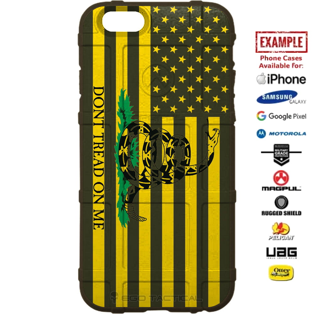 Don't Tread on Me US American Flag Subdued Custom Printed Case Design for Apple, Samsung, Google & Motorola Phone Models