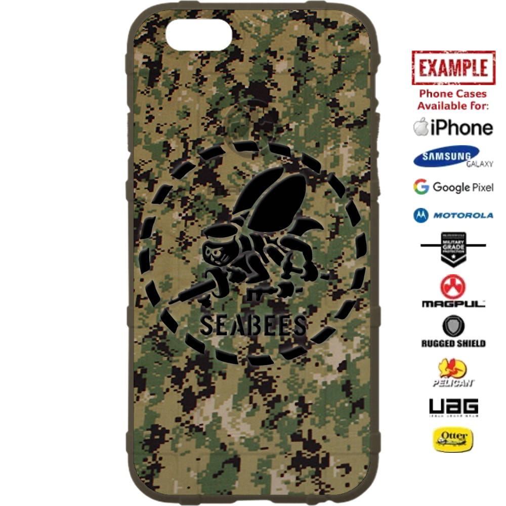 UCP/NWU Type 3 Digital Camo Seabees Logo Custom Printed Case Design for Apple, Samsung, Google & Motorola Phone Models