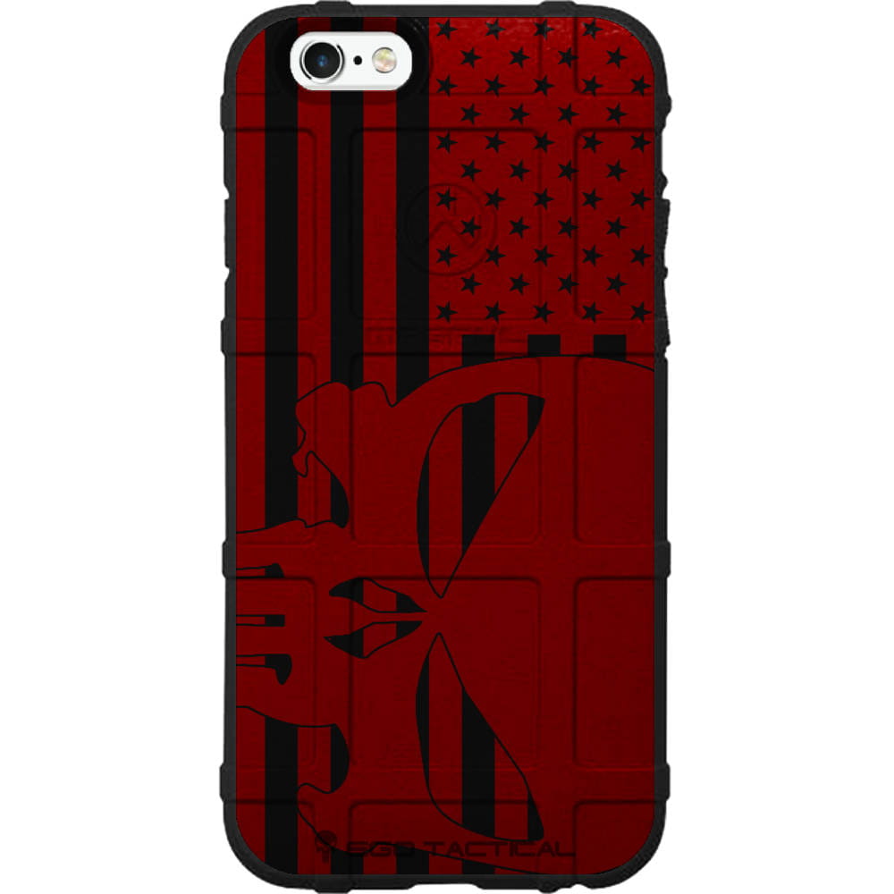 US American Flag Subdued Black Print Sideways Punisher Custom Printed Case Design for Apple, Samsung, Google & Motorola Phone Models