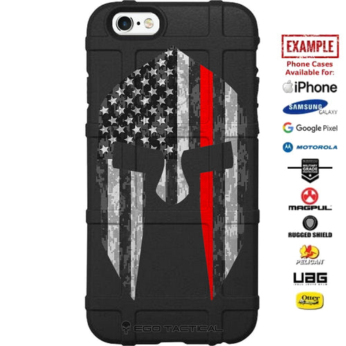 Fireman, First Responder Subdued US American Flag Thin Red Line Spartan Custom Printed Case Design for Apple, Samsung, Google & Motorola Phone Models