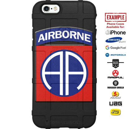 US Army 82nd Airborne Division Patch Red/Blue Custom Printed Case Design for Apple, Samsung, Google & Motorola Phone Models