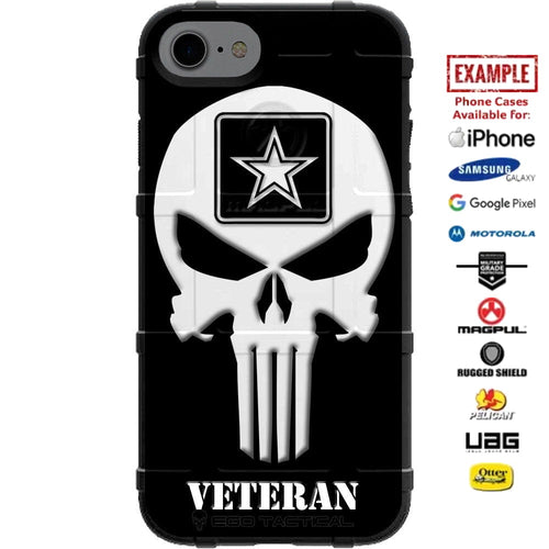 Army, Navy, Air Force, Marines, Coast Guard, National Guard, Veteran Punisher Custom Printed Case Design for Apple, Samsung, Google & Motorola Phone Models