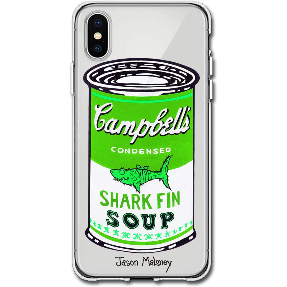 Jason Maloney Art Series: "Shark Fin Soup" JAWZ! Assorted Soup Can Colors Design Limited Edition Custom UV-Printed Custom Printed Case Design for Apple, Samsung, Google & Motorola Phone Models