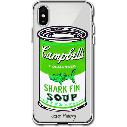 Jason Maloney Art Series: "Shark Fin Soup" JAWZ! Assorted Soup Can Colors Design Limited Edition Custom UV-Printed Custom Printed Case Design for Apple, Samsung, Google & Motorola Phone Models