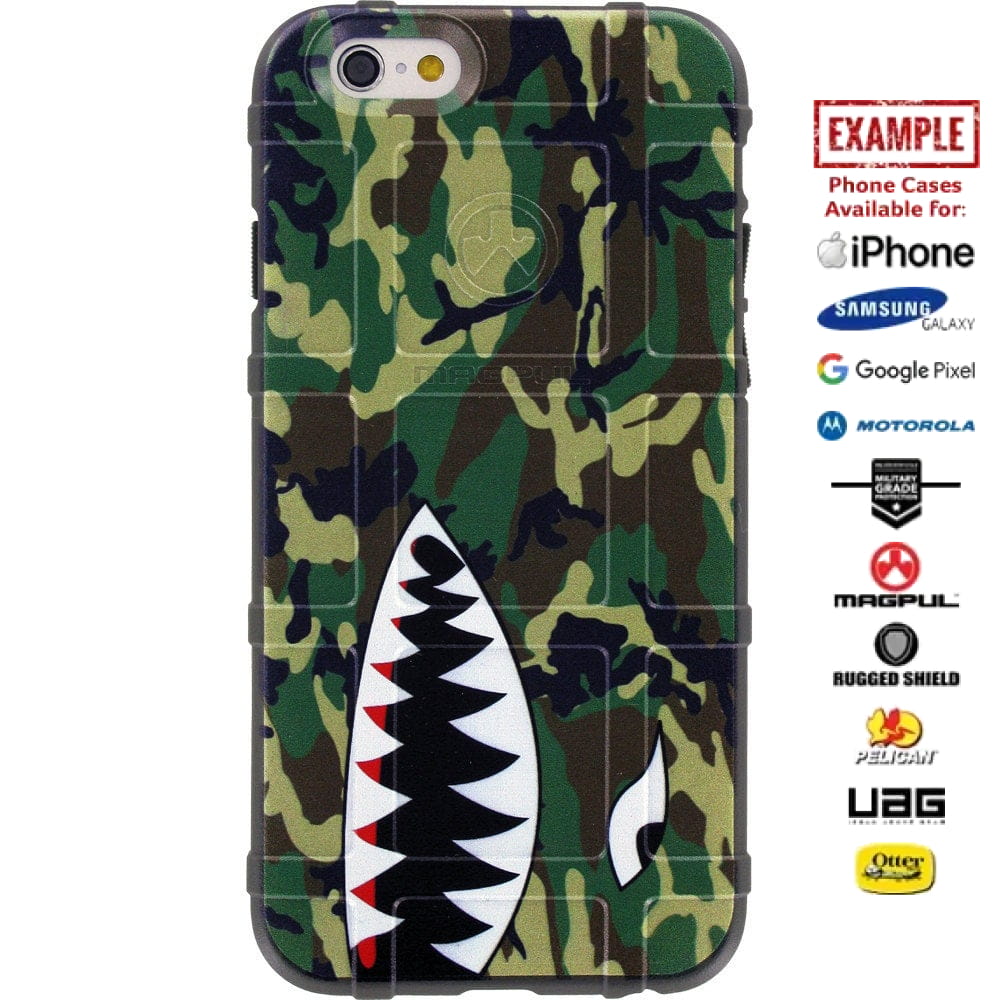 ERDL U.S. Woodlands Camouflage, Shark Teeth Custom Printed Case Design for Apple, Samsung, Google & Motorola Phone Models