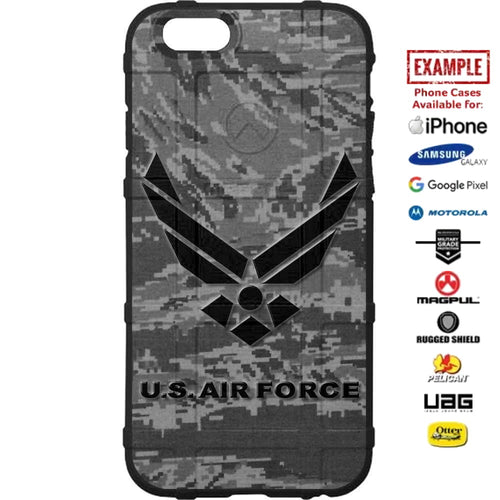 Air Force Subdued Logo, on Subdued ABU Camouflage Custom Printed Case Design for Apple, Samsung, Google & Motorola Phone Models