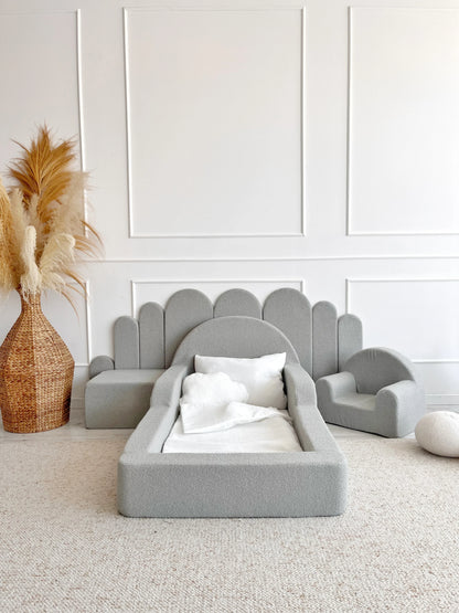 Monio - Upholstered Wall Panel Fence - Grey Boucle