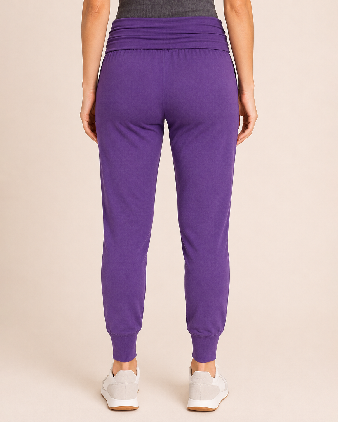 Live-In Foldover Waist Loggers in Eggplant