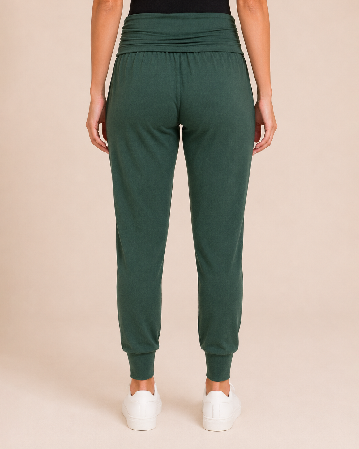 Live-In Foldover Waist Loggers in Hunter Green