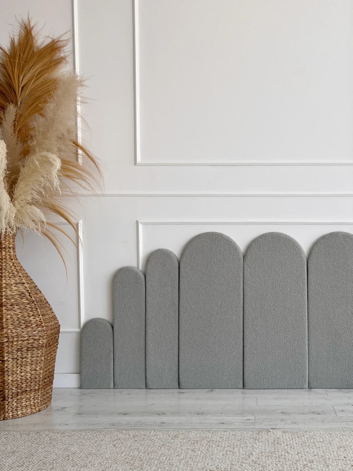 Monio - Upholstered Wall Panel Fence - Grey Boucle