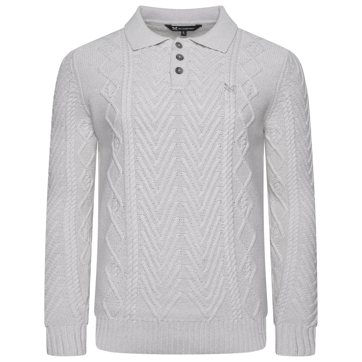 Crew Clothing Company Cable Knit Button Neck Jumper