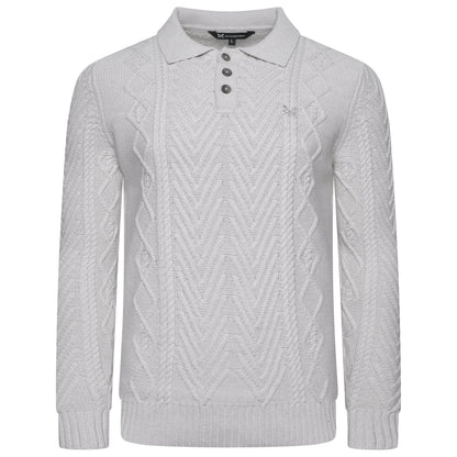 Crew Clothing Company Cable Knit Button Neck Jumper