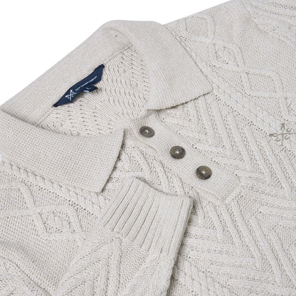 Crew Clothing Company Cable Knit Button Neck Jumper