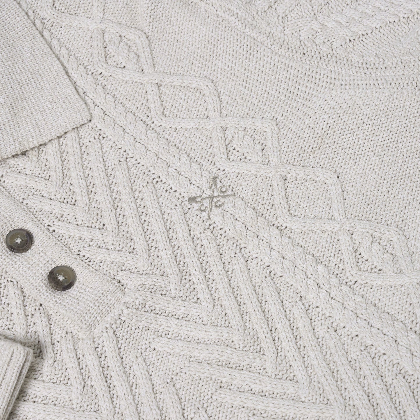Crew Clothing Company Cable Knit Button Neck Jumper