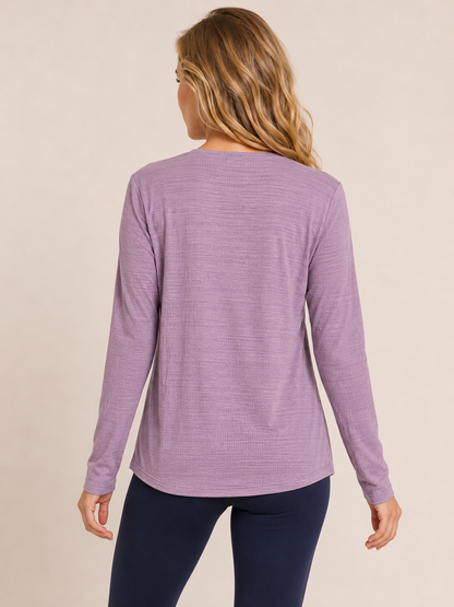 Relaxed Soft Drape Crossover Top in Lilac