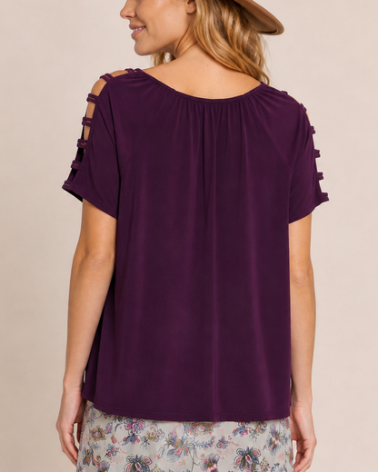 Simply Styled Tie Front Top in Plum