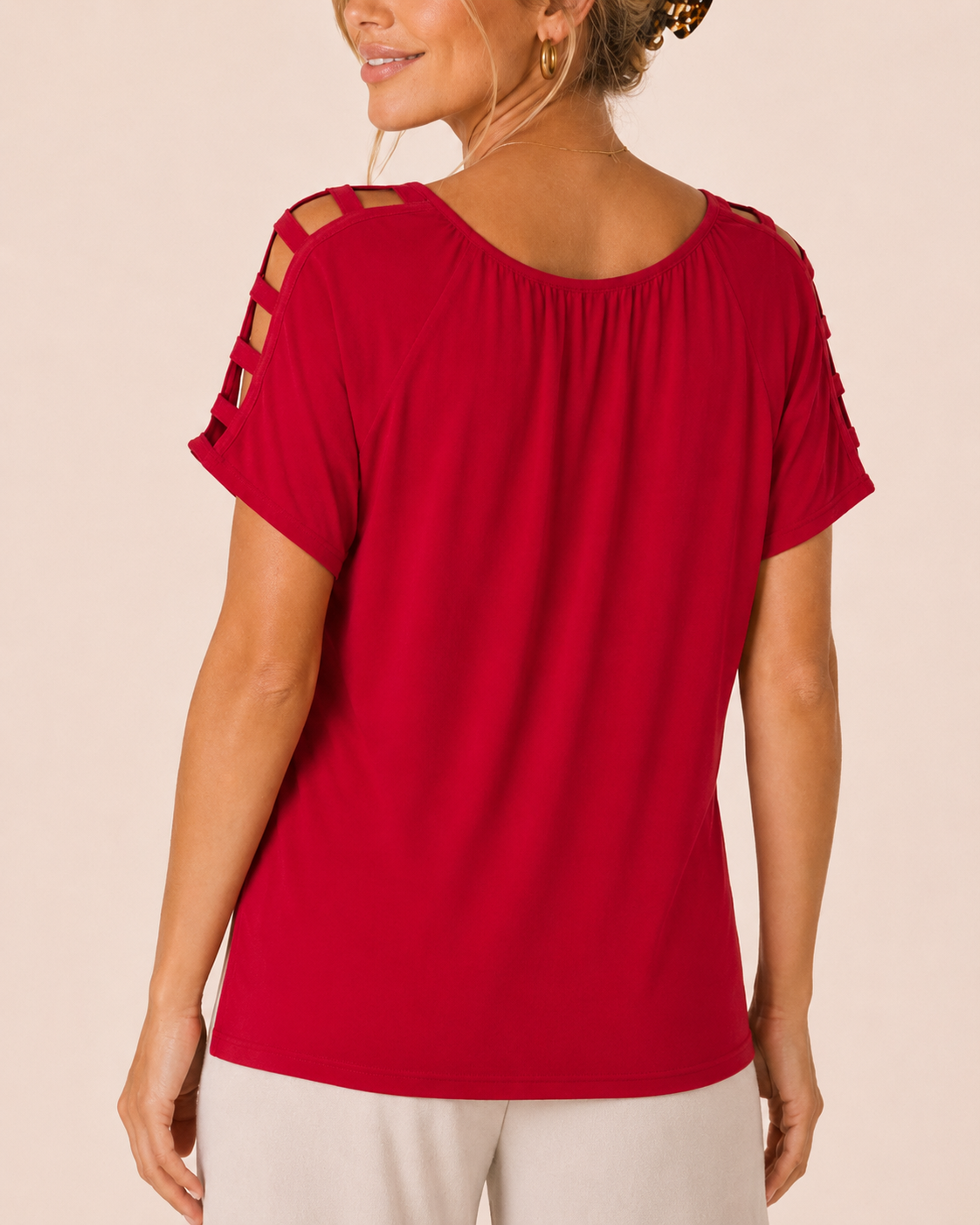 Simply Styled Tie Front Top in Red