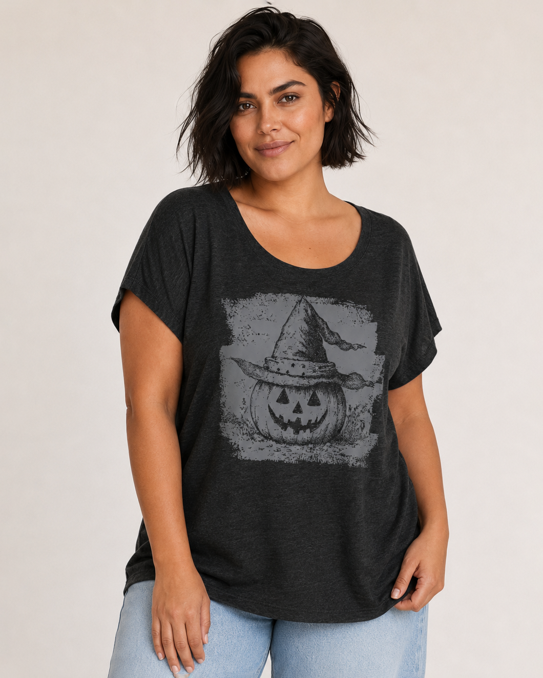 Spellbound Pumpkin Graphic Tee in Black