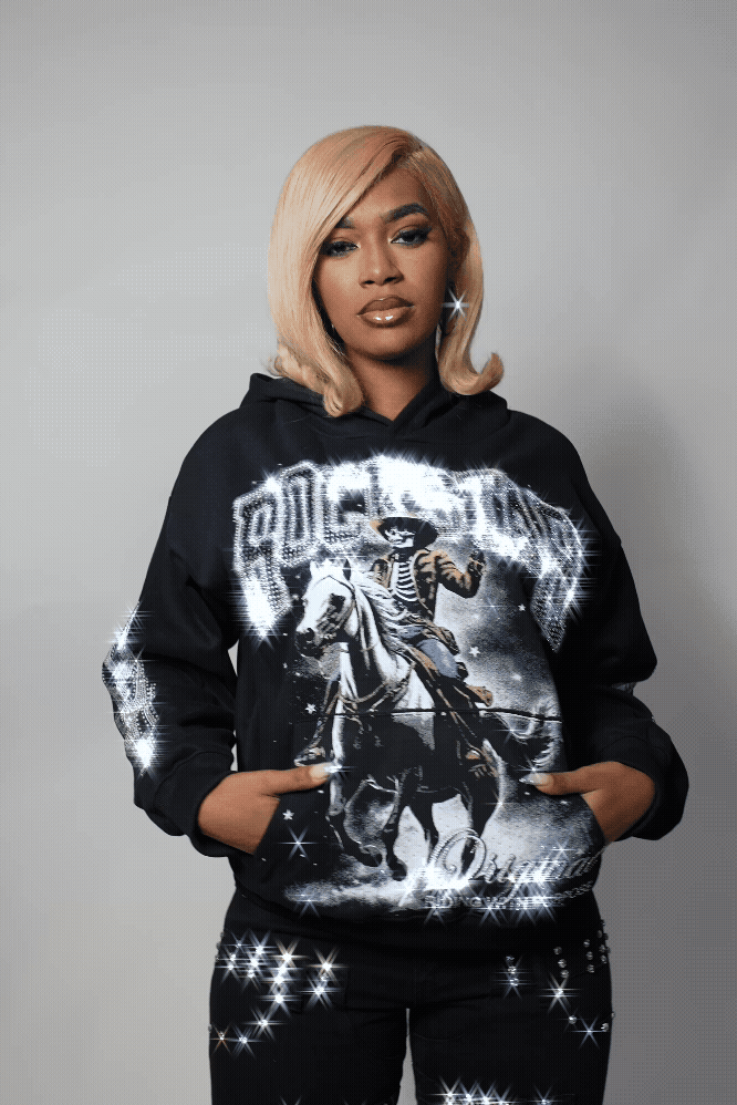 Ahnarie Black Rhinestone Hoodie