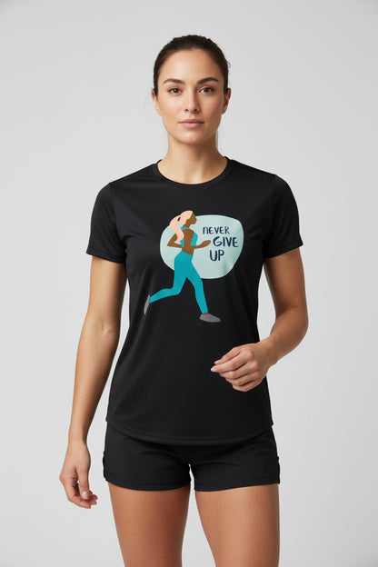 GymBum UK Women's Never Give Up Performance Tee
