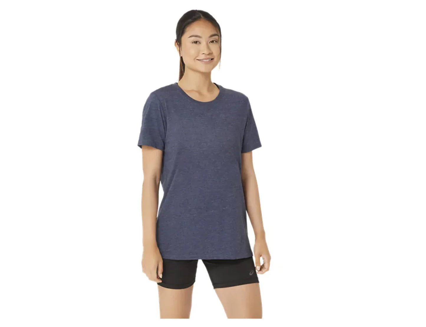 ASICS Women's Tri-Blend Short Sleeve Tee Peacoat Heather Navy (2012D012)